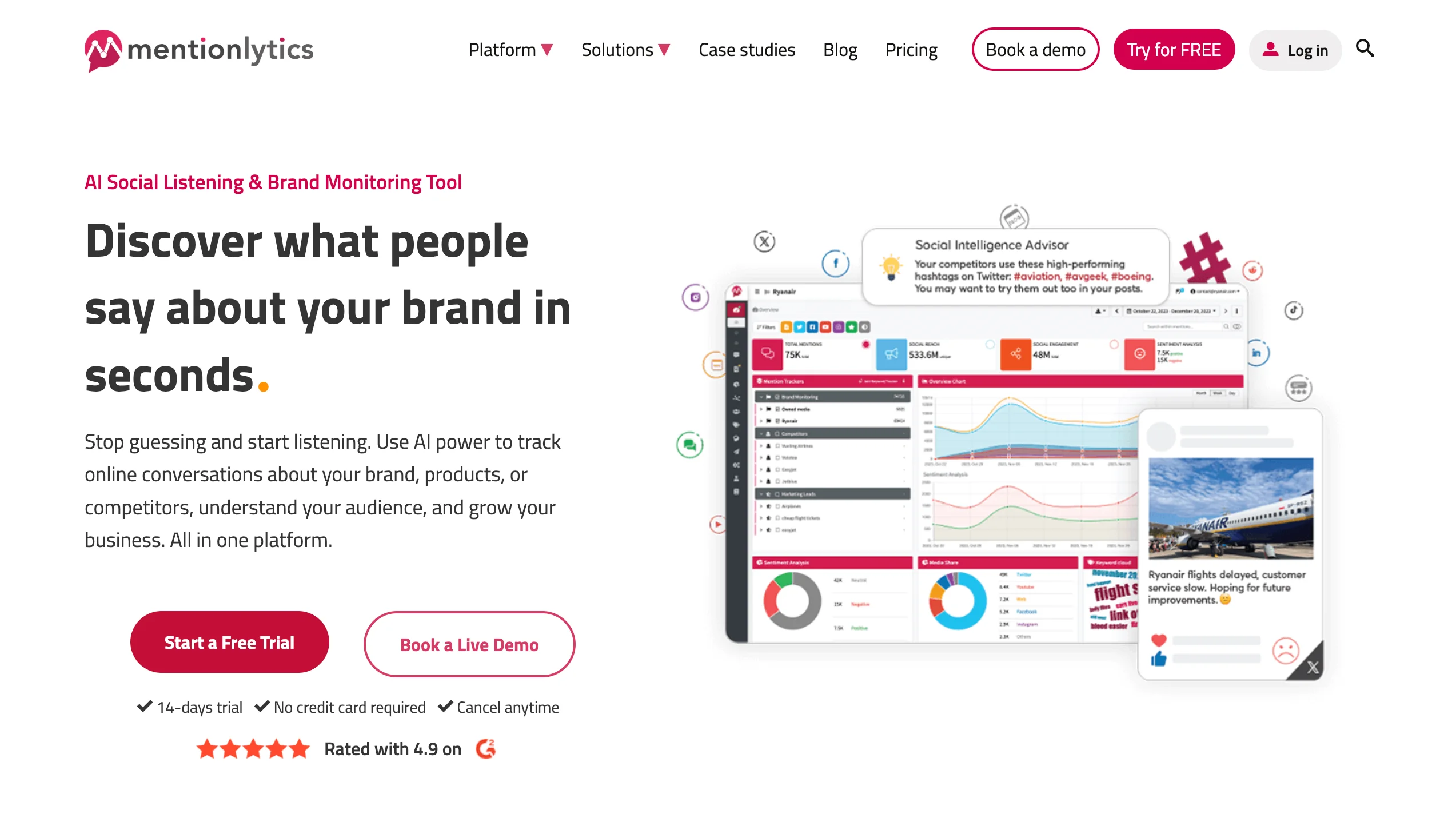 Mentionlytics AI-powered social listening tool