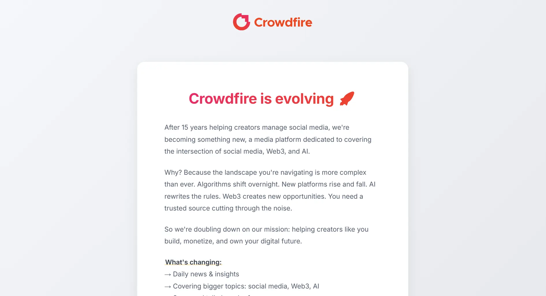 Crowdfire homepage screenshot