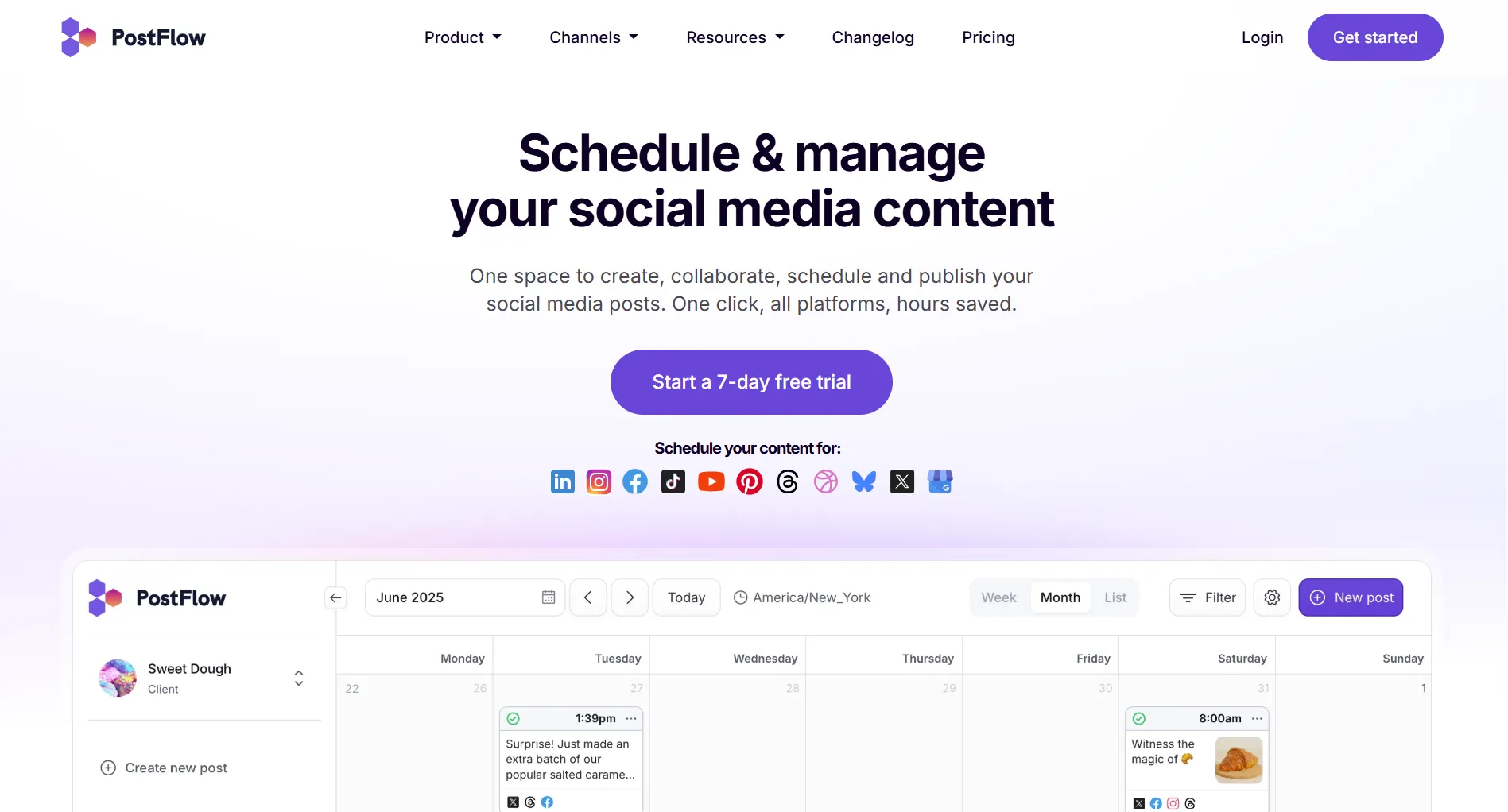 PostFlow social media management dashboard