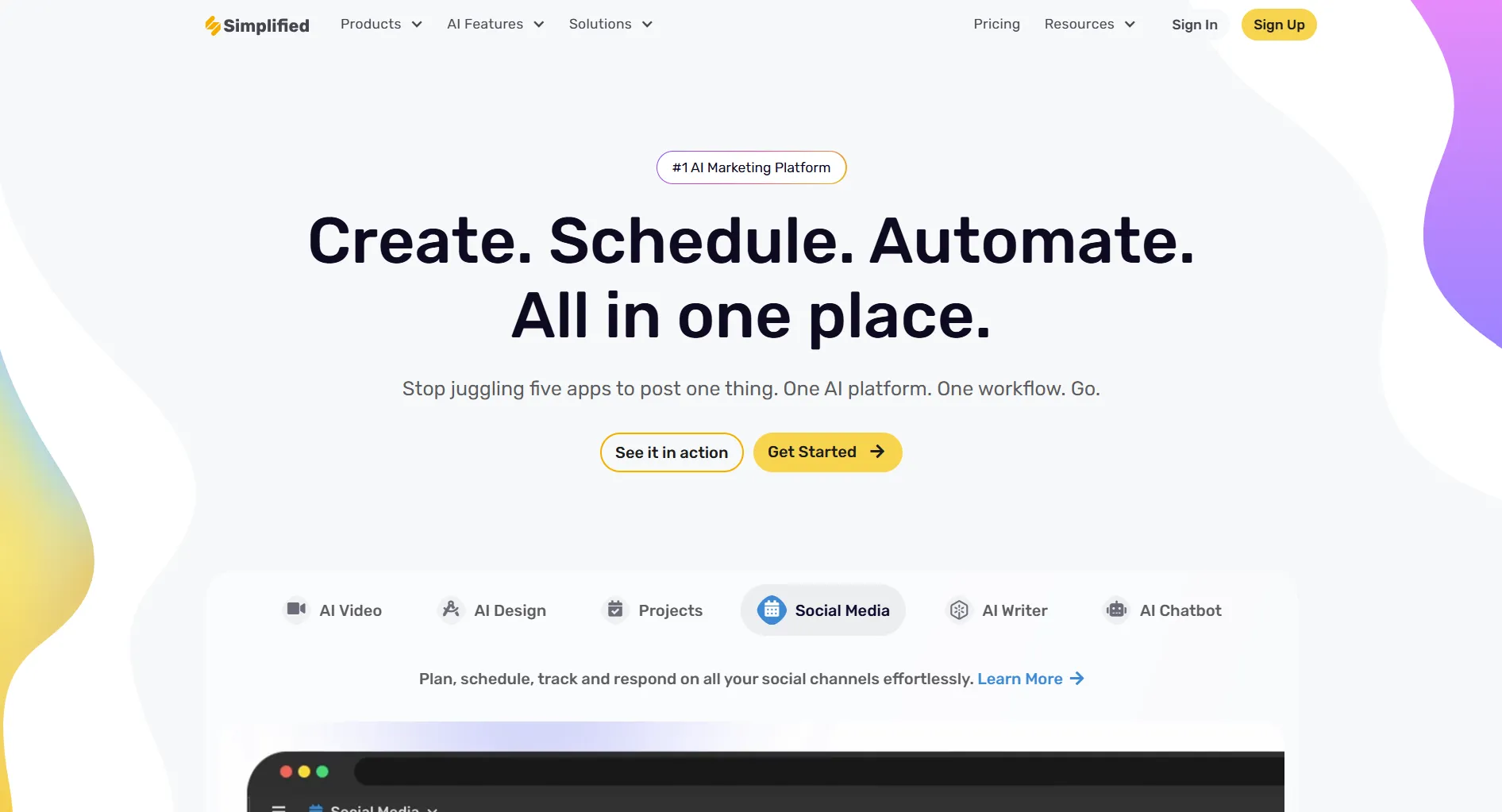 Simplified social media management dashboard