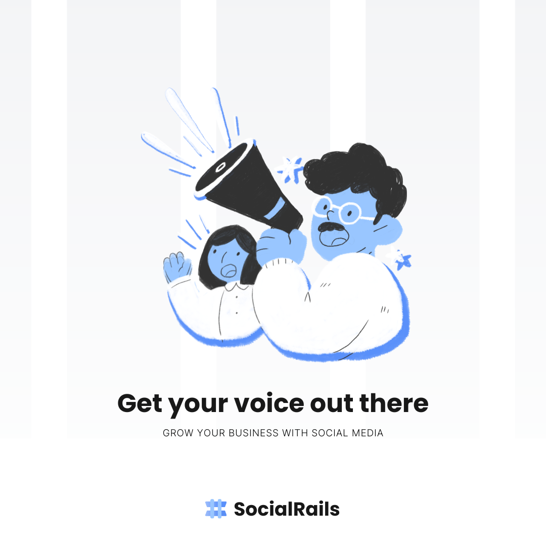 Promotional image with text 'Get your voice out there' encouraging customer voice and testimonials