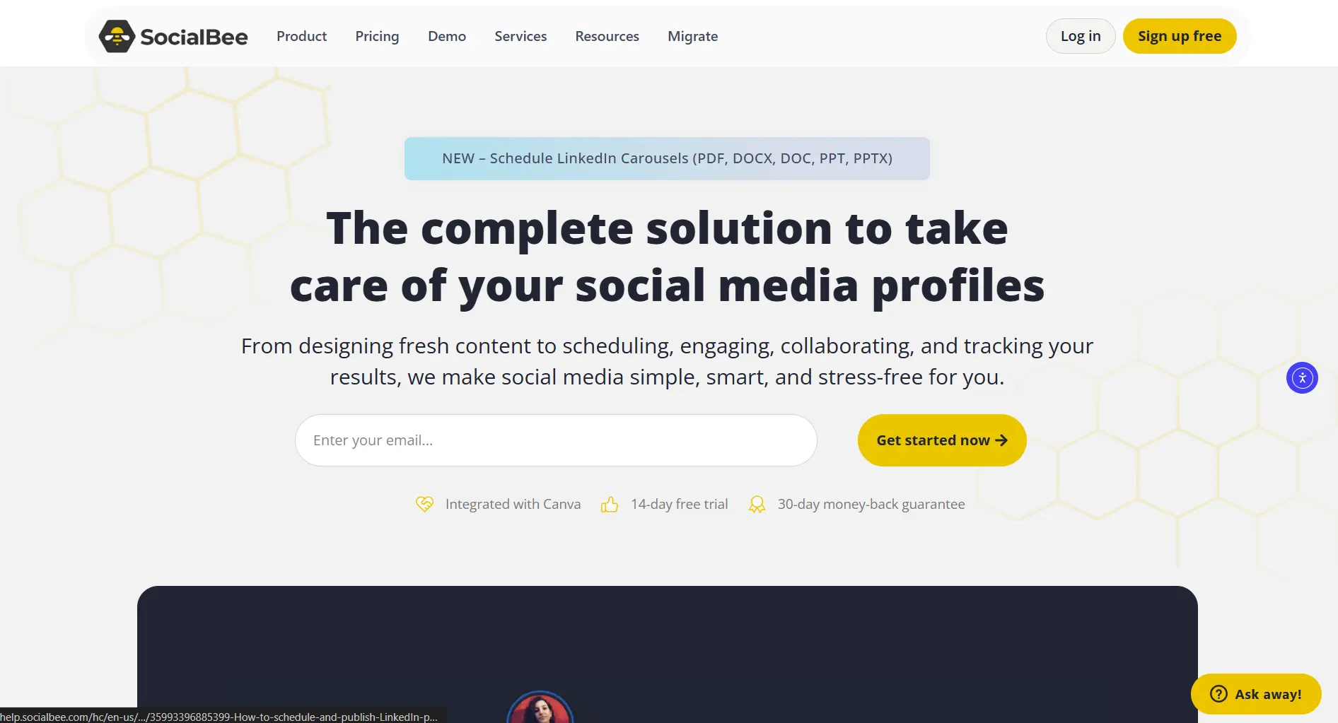 SocialBee scheduler dashboard
