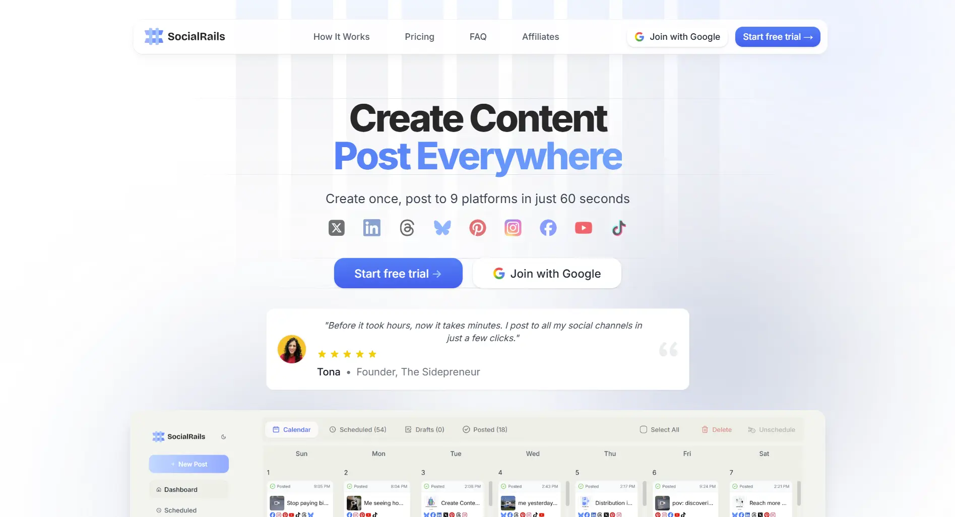 SocialRails scheduler dashboard