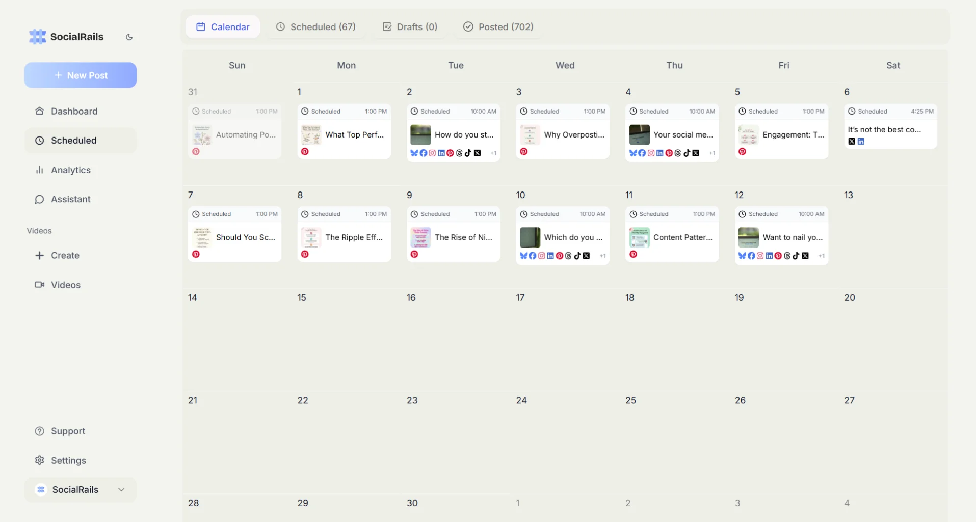 SocialRails Calendar Preview